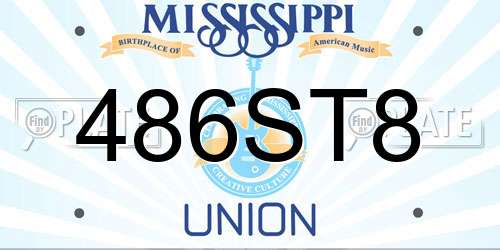 486ST8 Mississippi License Plate