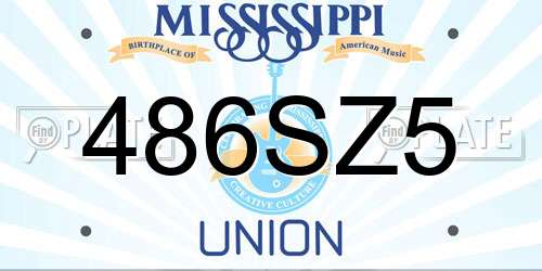 486SZ5 Mississippi License Plate