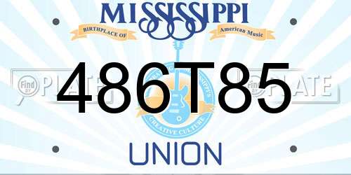 486T85 Mississippi License Plate