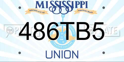 486TB5 Mississippi License Plate
