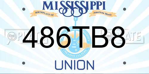 486TB8 Mississippi License Plate