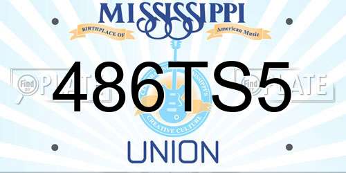 486TS5 Mississippi License Plate