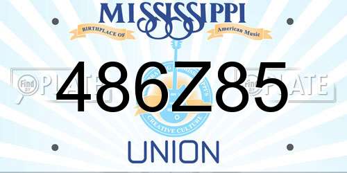 486Z85 Mississippi License Plate