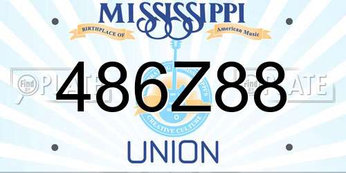 486Z88 Mississippi License Plate