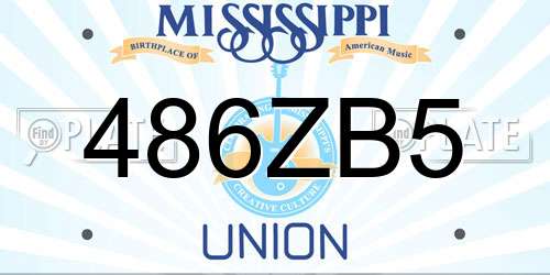 486ZB5 Mississippi License Plate