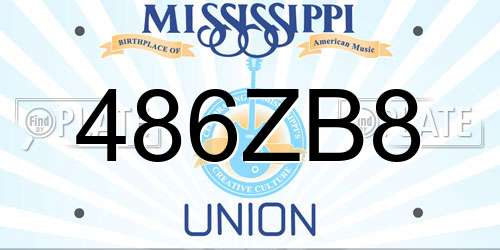 486ZB8 Mississippi License Plate