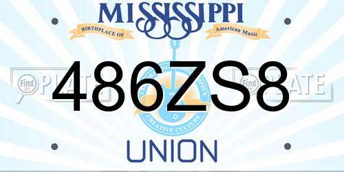 486ZS8 Mississippi License Plate