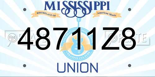 48711Z8 Mississippi License Plate