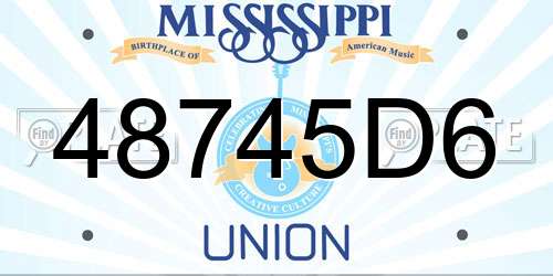 48745D6 Mississippi License Plate