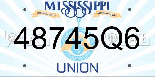 48745Q6 Mississippi License Plate