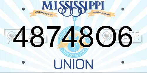 48748O6 Mississippi License Plate