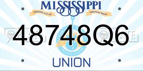 48748Q6 Mississippi License Plate
