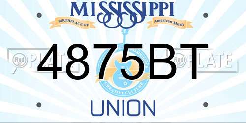 4875BT Mississippi License Plate