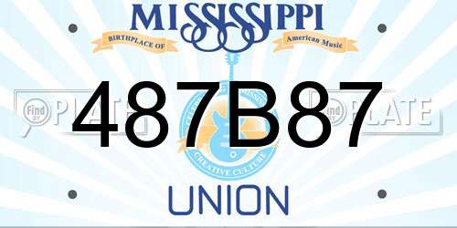 487B87 Mississippi License Plate