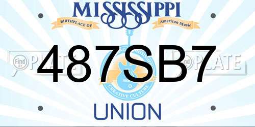 487SB7 Mississippi License Plate