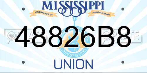 48826B8 Mississippi License Plate