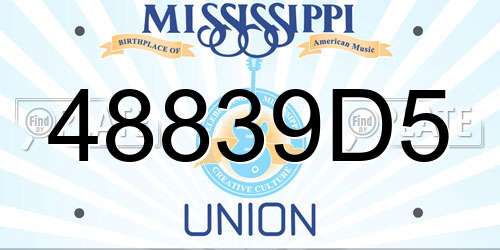 48839D5 Mississippi License Plate