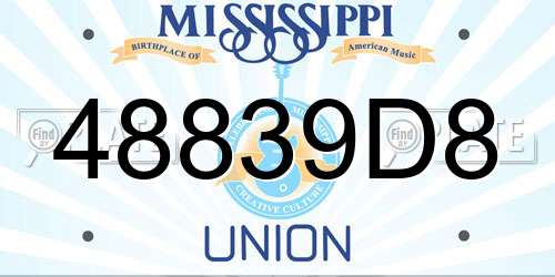 48839D8 Mississippi License Plate