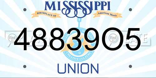 48839O5 Mississippi License Plate