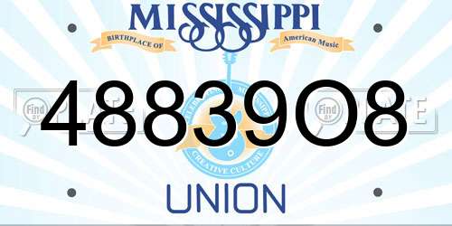 48839O8 Mississippi License Plate