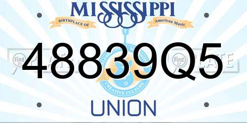 48839Q5 Mississippi License Plate