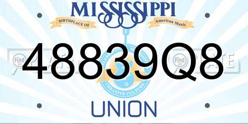 48839Q8 Mississippi License Plate
