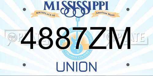 4887ZM Mississippi License Plate