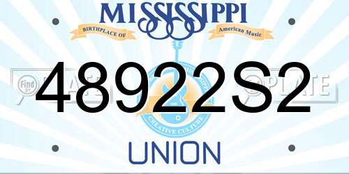 48922S2 Mississippi License Plate