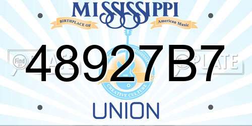48927B7 Mississippi License Plate