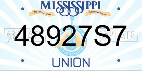 48927S7 Mississippi License Plate