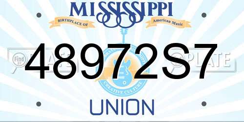48972S7 Mississippi License Plate
