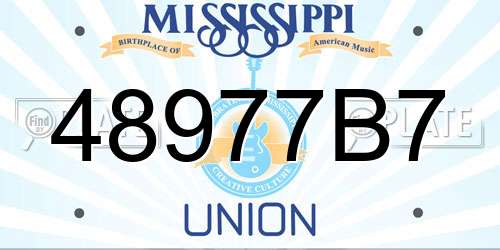 48977B7 Mississippi License Plate