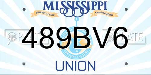 489BV6 Mississippi License Plate