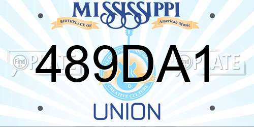 489DA1 Mississippi License Plate