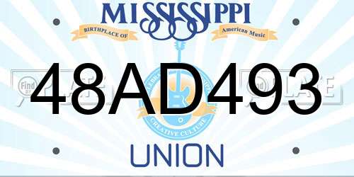 48AD493 Mississippi License Plate