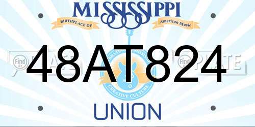 48AT824 Mississippi License Plate