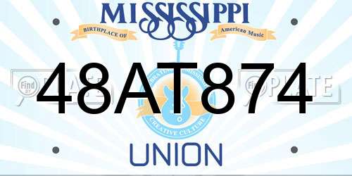 48AT874 Mississippi License Plate