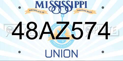 48AZ574 Mississippi License Plate