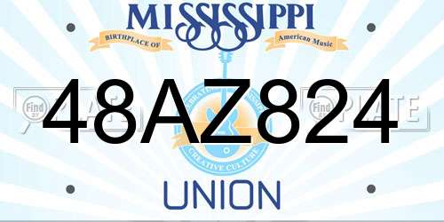 48AZ824 Mississippi License Plate