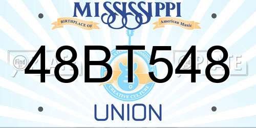 48BT548 Mississippi License Plate