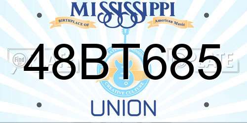 48BT685 Mississippi License Plate