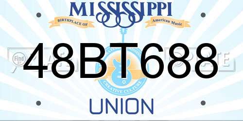 48BT688 Mississippi License Plate