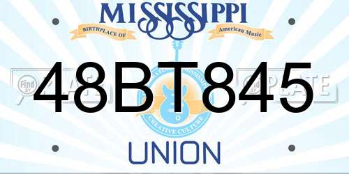 48BT845 Mississippi License Plate