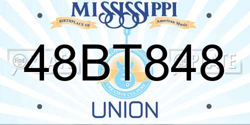 48BT848 Mississippi License Plate