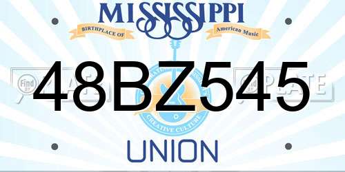48BZ545 Mississippi License Plate