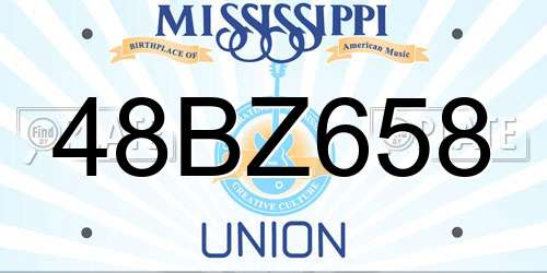 48BZ658 Mississippi License Plate