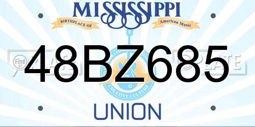 48BZ685 Mississippi License Plate