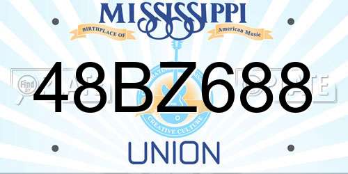 48BZ688 Mississippi License Plate