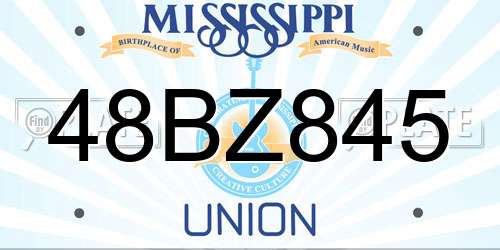 48BZ845 Mississippi License Plate