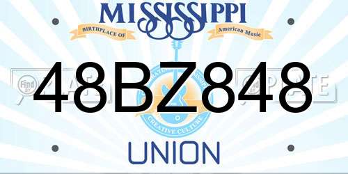 48BZ848 Mississippi License Plate